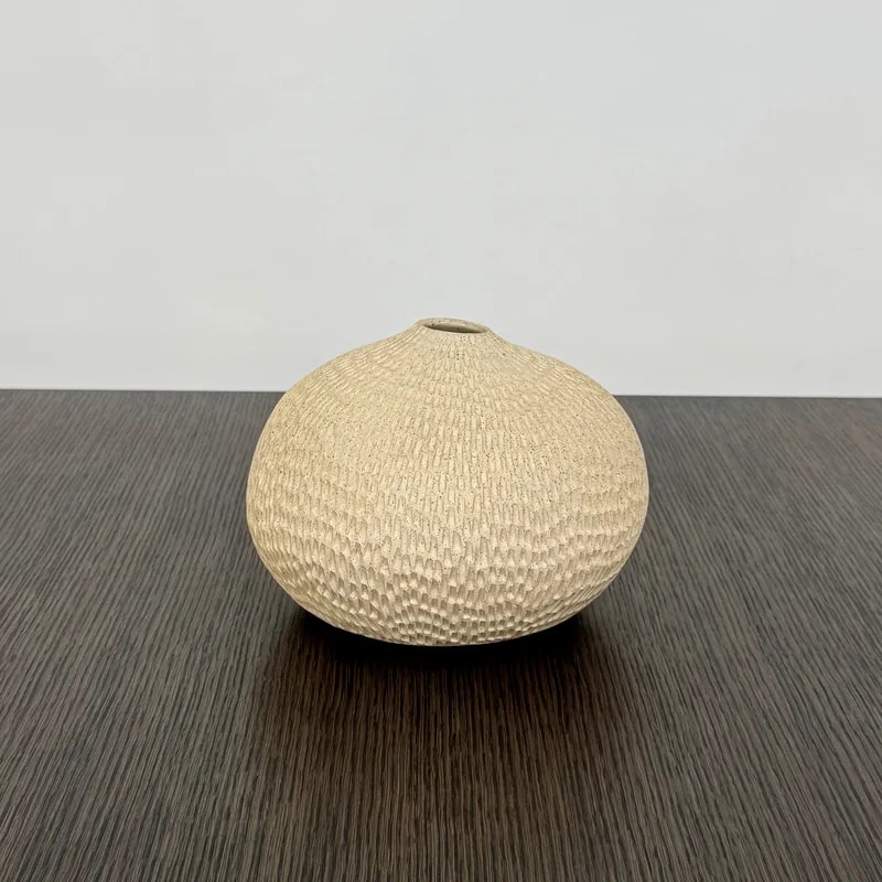 Sofi Ceramic Pleated Light Clay Vase 2 2