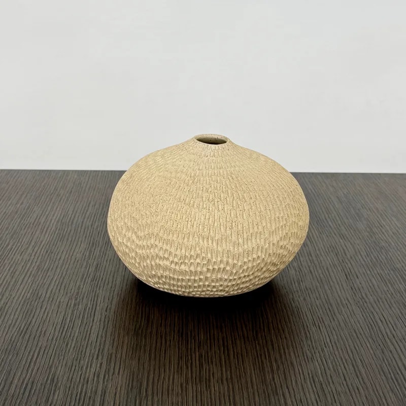 Sofi Ceramic Pleated Light Clay Vase 2 4