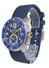 Cartier Calibre Diver Steel & 18k Rose Gold Bezel Blue 42mm W2CA0008 3729 3