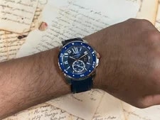Cartier Calibre Diver Steel & 18k Rose Gold Bezel Blue 42mm W2CA0008 3729 4