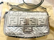 Fendi — ** Fendi Medium Baguette Argento Metallic Monogram ** — Handbag — resale