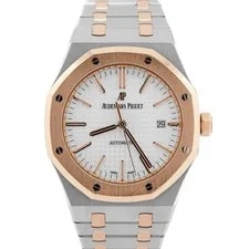 Audemars Piguet — Papers Audemars Piguet Royal Oak White Steel Gold 41mm 15400SR.OO.1220SR.01 BOX — Watch — resale