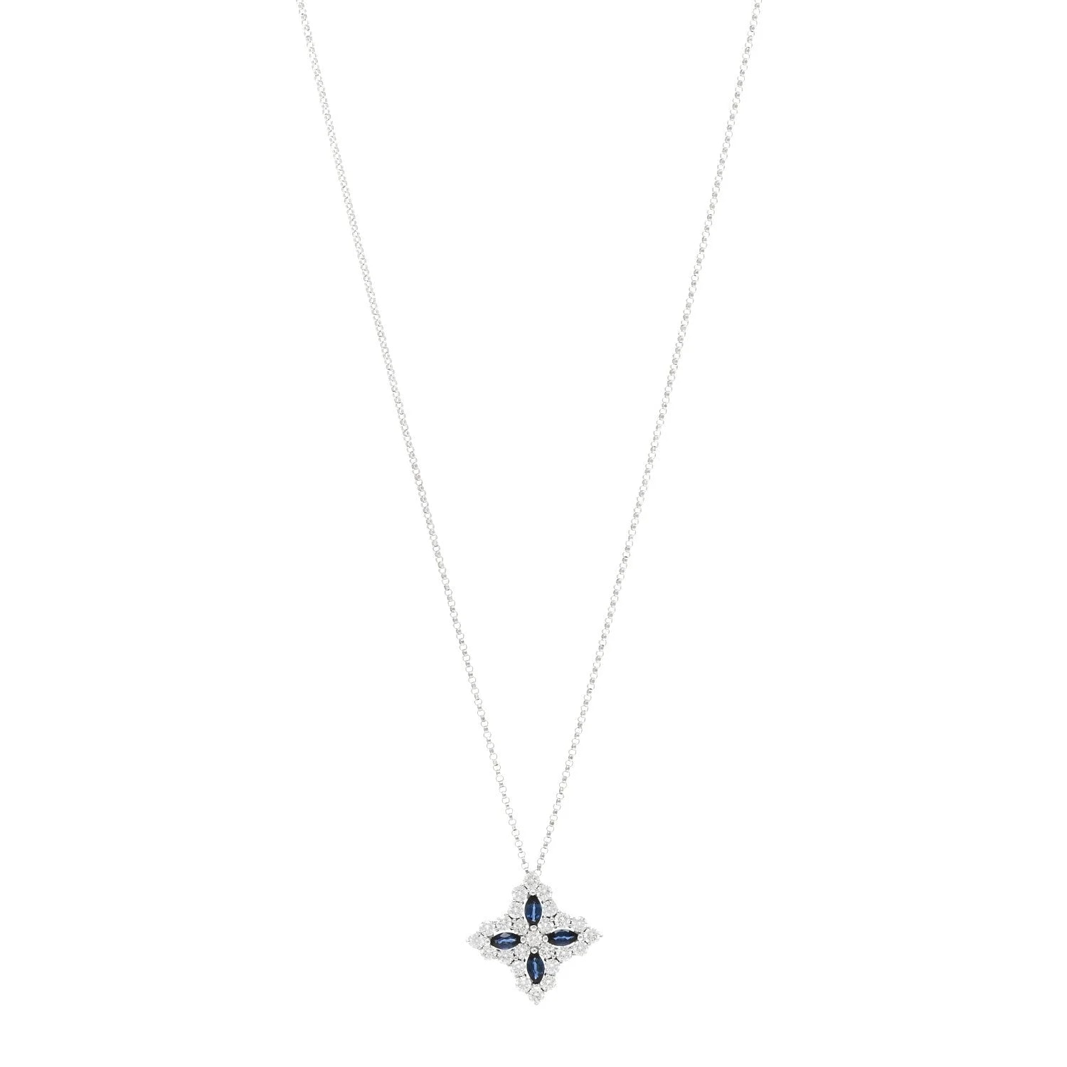 Roberto Coin — 18K White Gold Blue Sapphire Large Princess Flower — Jewelry — resale