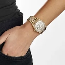 Rolex Day-Date 118388 Yellow Gold White Mother of Pearl Dial Diamond Bezel 2