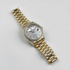 Rolex Day-Date 118388 Yellow Gold White Mother of Pearl Dial Diamond Bezel 4