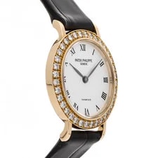 Patek Philippe Calatrava Gold Quartz 25mm Diamond White Dial Strap 4820J 3