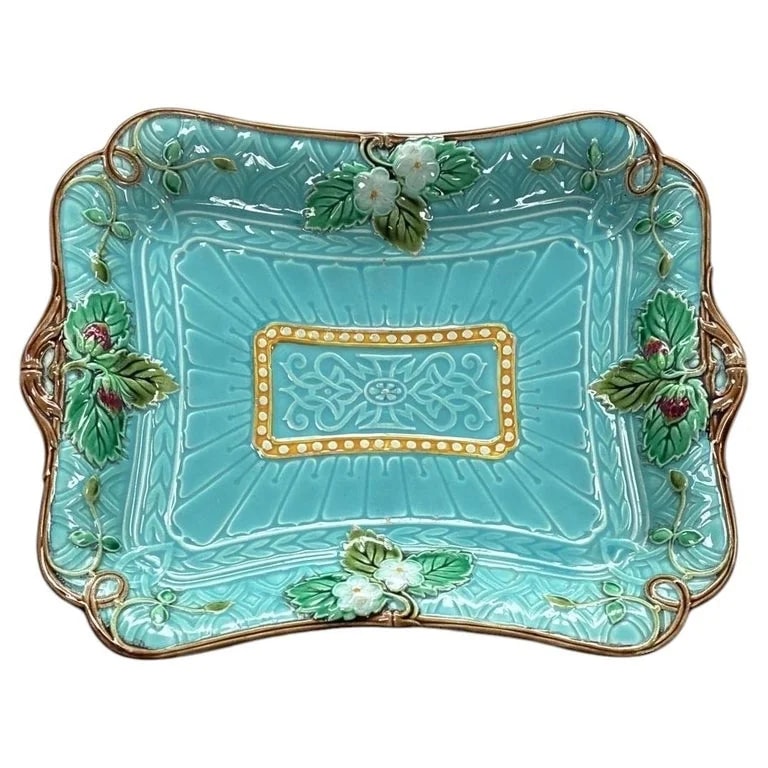 French Majolica Strawberry Platter Sarreguemines, Circa 1870 — Furniture — resale