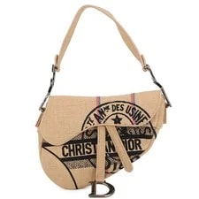 Dior — Christian Dior Union Motif Jute Saddle M0446BRUW Assuranc — Handbag — resale