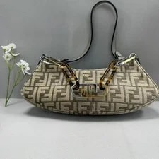 Fendi — Fendi Authentic Print Baguette Mixed Metal Chain — Handbag — resale