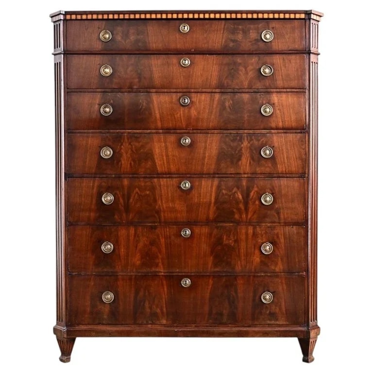 Louis — Dutch 19th Century Mahogany Chest of Drawers, Louis XVI Style — Furniture — resale