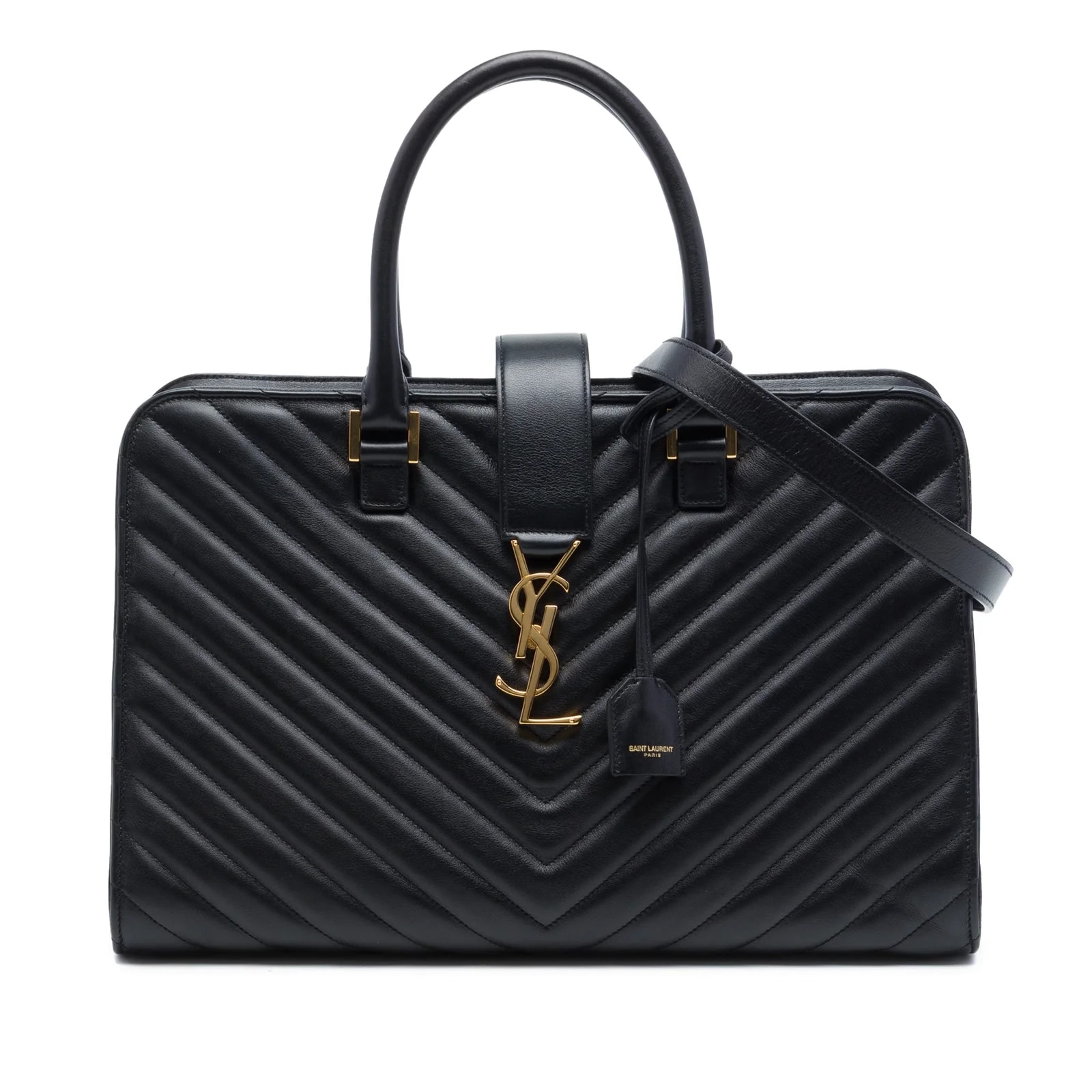 Saint Laurent — Medium Chevron Cabas Satchel — Handbag — resale