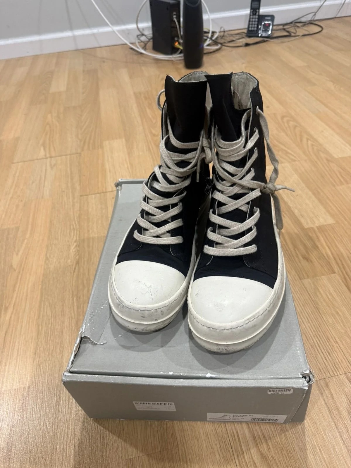 Rick Owens DRKSHDW — Rick Owens Drkshdw Milk/ High-Top Ramones — Sneaker — resale