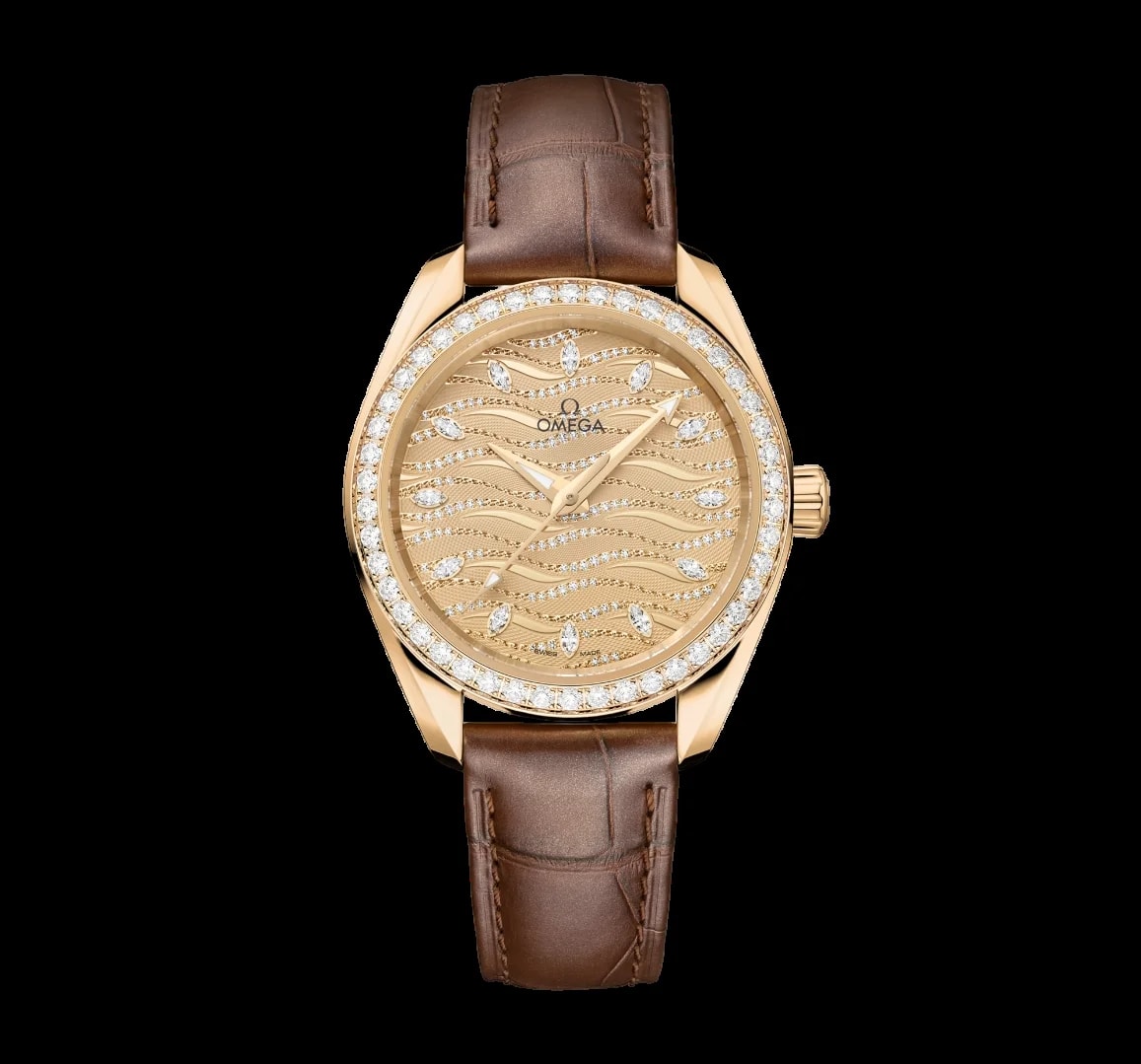 Worldofluxuryus — Omega Seamaster Aqua Terra 18K Moonshine™ Gold & Diamonds Lady's — Watch — resale