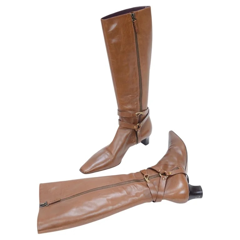Bally — Bally Knee-High With Buckle-Embellished Ankle Straps — Designer Shoe — resale