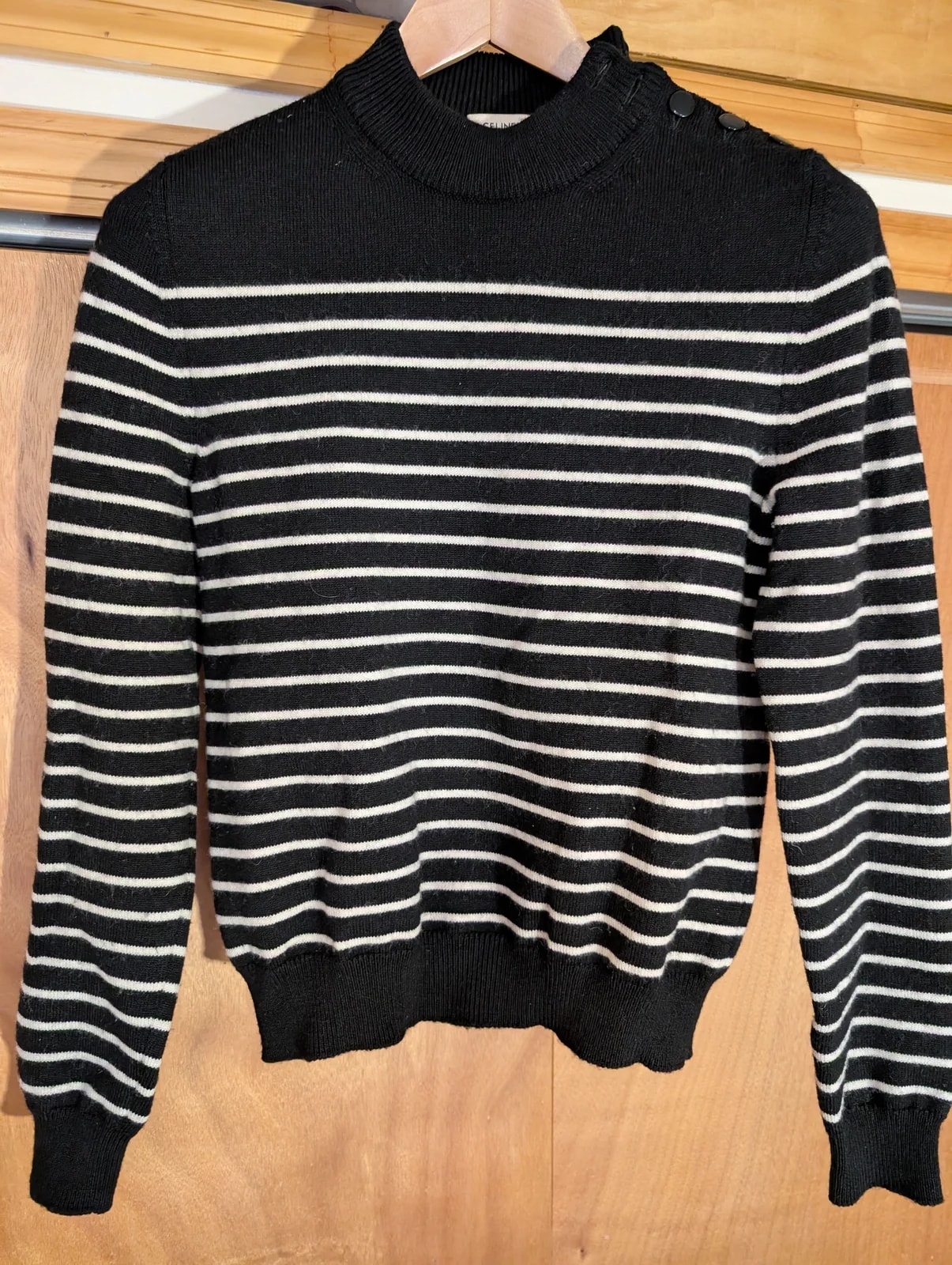 Celine — Celine Striped Fisherman Sweater With Shoulder Buttons — streetwear — resale