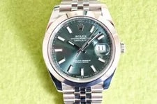 Rolex Datejust 41MM Green Dial Smooth Bezel Jubilee Bracelet 2024 Box Papers 126 3