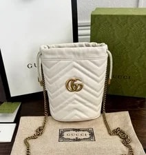 Gucci — Authentic Gucci GG Marmont Mini Bucket Chevron Chain Strap — Handbag — resale