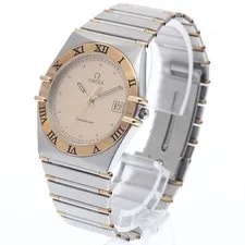 Omega Constellation Date YG Bezel Gold Dial Quartz Watch_955197 3