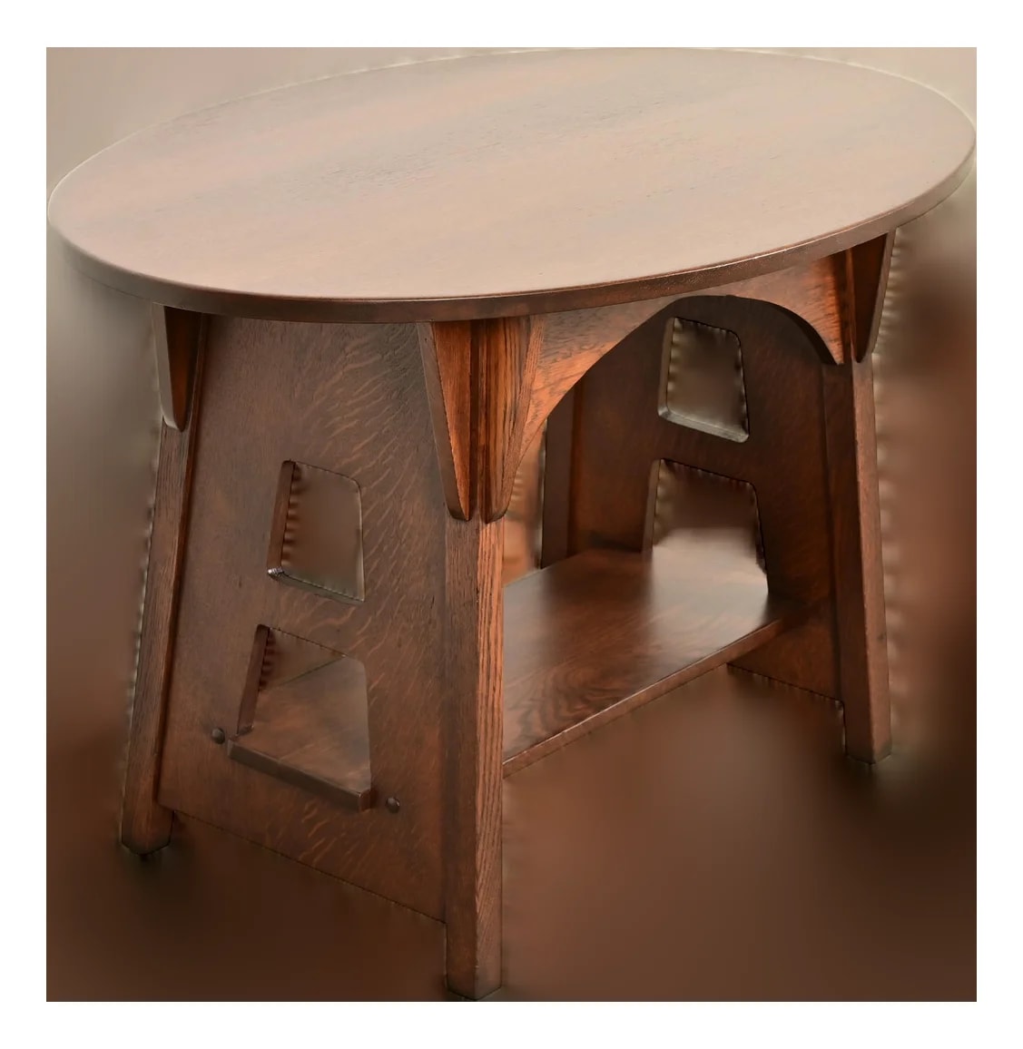 Charles Limbert — Limbert Antique Mission Arts & Crafts Oval Cutout Center Or Library , Newly Refinished — Furniture — resale