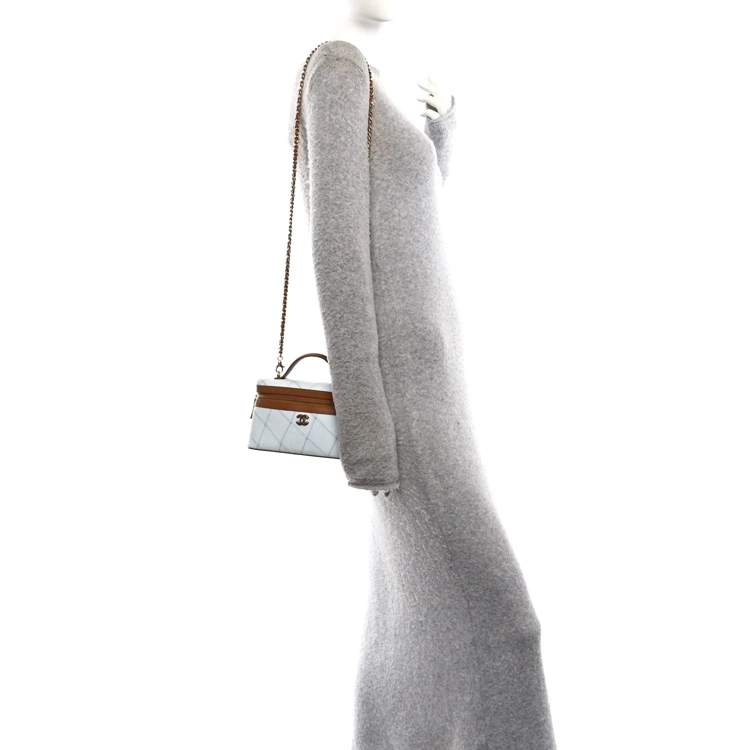 Washed Top Handle Slim Vanity Case With Chain 2