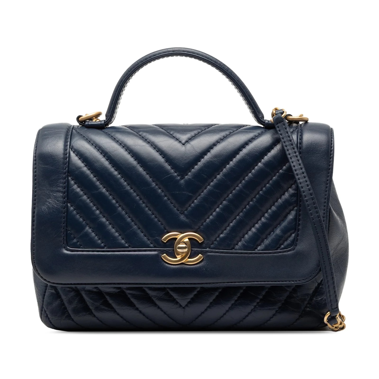 Chanel — CC Chevron Aged Top Handle Flap — Handbag — resale