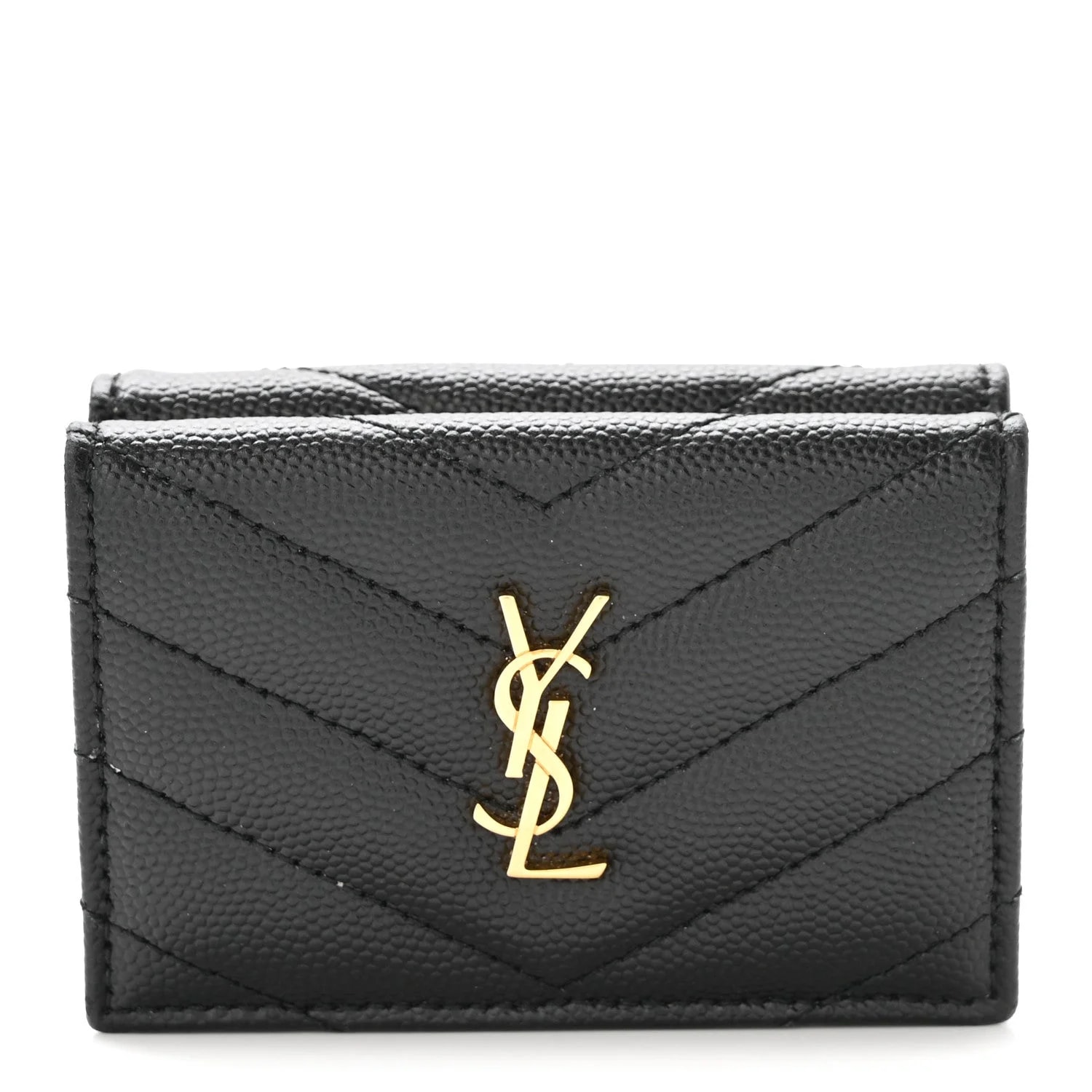 Saint Laurent — Grain de Poudre Chevron Origami Tiny Wallet — Accessory — resale