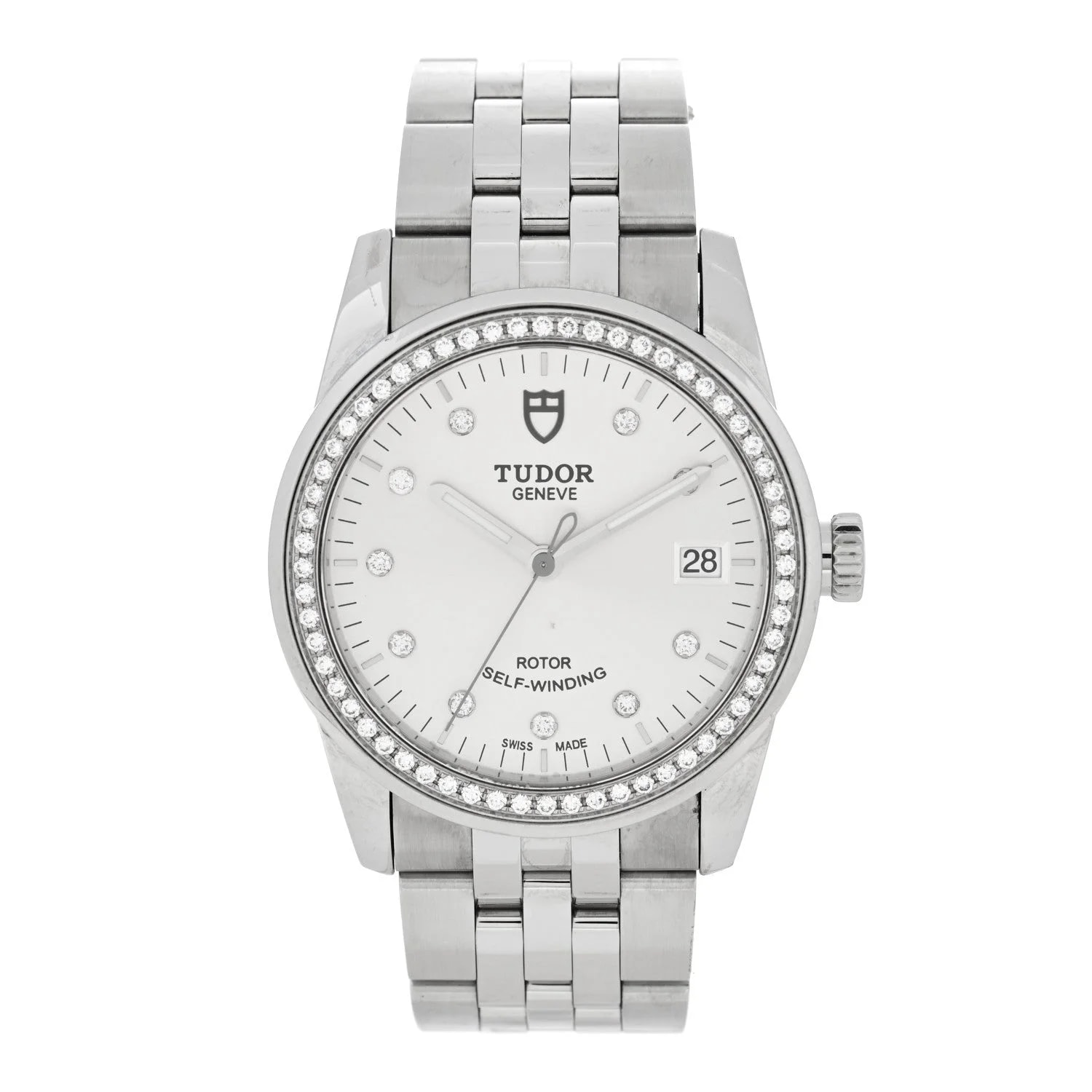 Tudor — Stainless Steel Diamond Bezel 36mm Glamour Date Automatic Silver 55020 — Watch — resale
