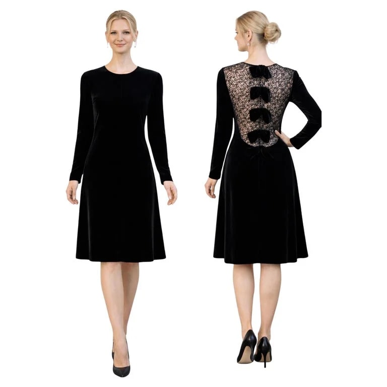 Yves Saint Laurent, Yves Saint Laurent Rive Gauche — 90s Yves Saint Laurent Lace Bow Cocktail Dress YSL LBD — Clothing — resale