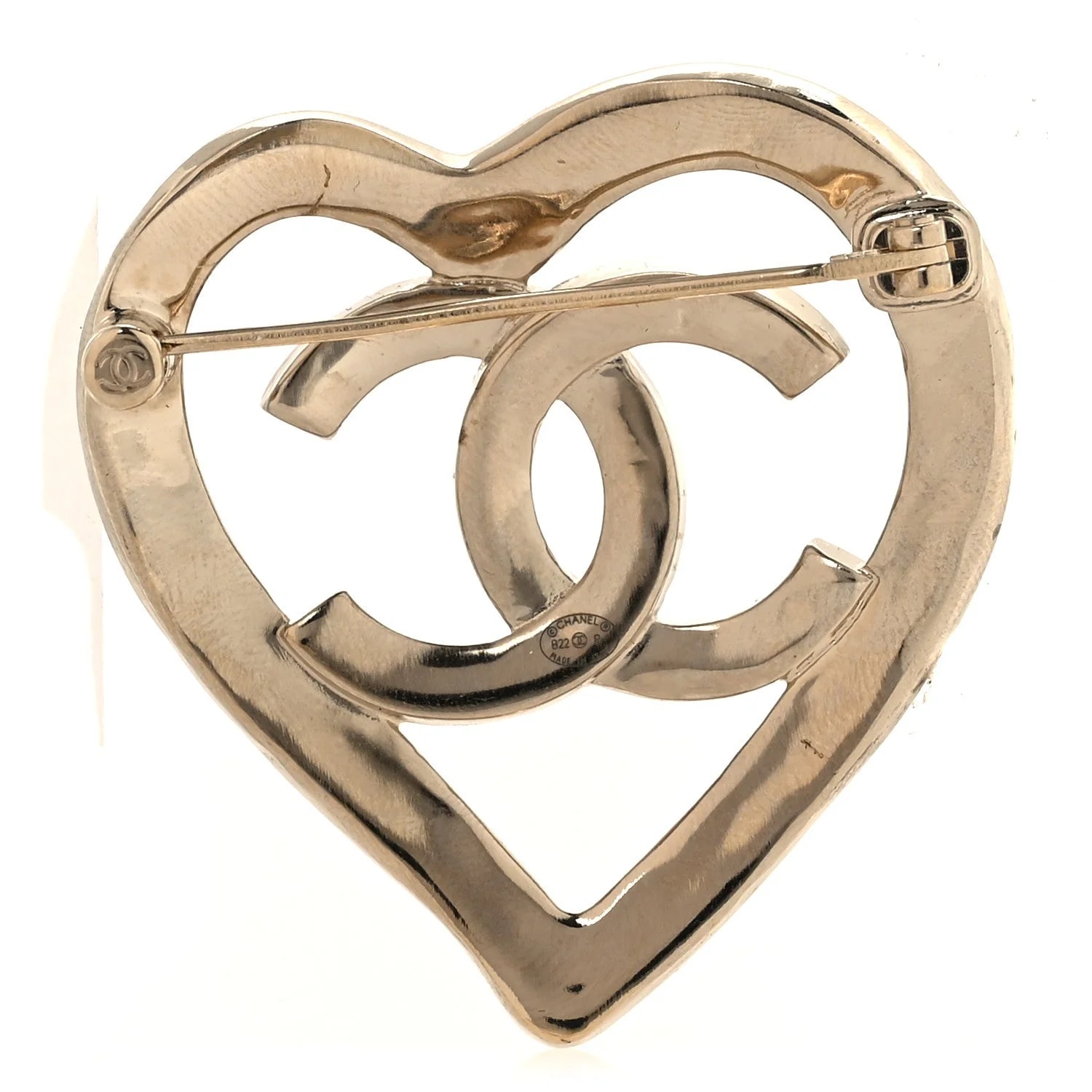 Metal CC Heart Coco in Love Brooch 3