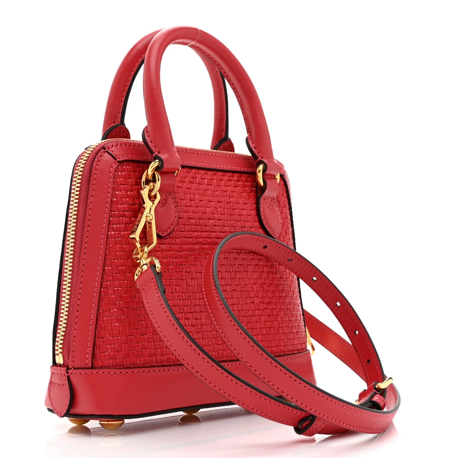 Straw Azalea Woven Mini Horsebit 1955 Top Handle Wave 3