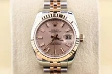 2007 Rolex Datejust 179171 Pink Stick Dial TT Jubilee Rose With Papers 26mm 2