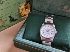 Rolex Oyster Perpetual Date 15000 Steel 34MM White Roman Dial Bahrain Logo 1988 3