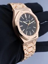 Audemars Piguet Royal Oak 15400OR 18K Rose Gold Black Dial Box Papers 3