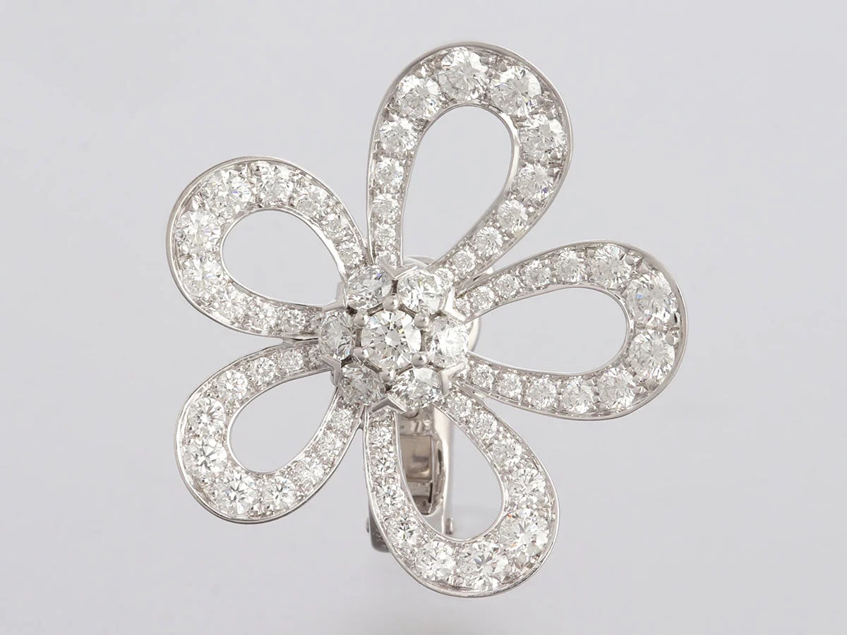 Van Cleef & Arpels 18K White Gold Flower Lace Pierced 2
