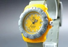Exc+5* TAG Heuer 382.513-1 Yellow & Gray Date 35mm Quartz 2