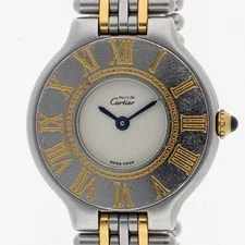 Cartier — Cartier W10009C3 Must 21 Ivory Dial Quartz Gold Plated Stainless Steel ’S — Watch — resale