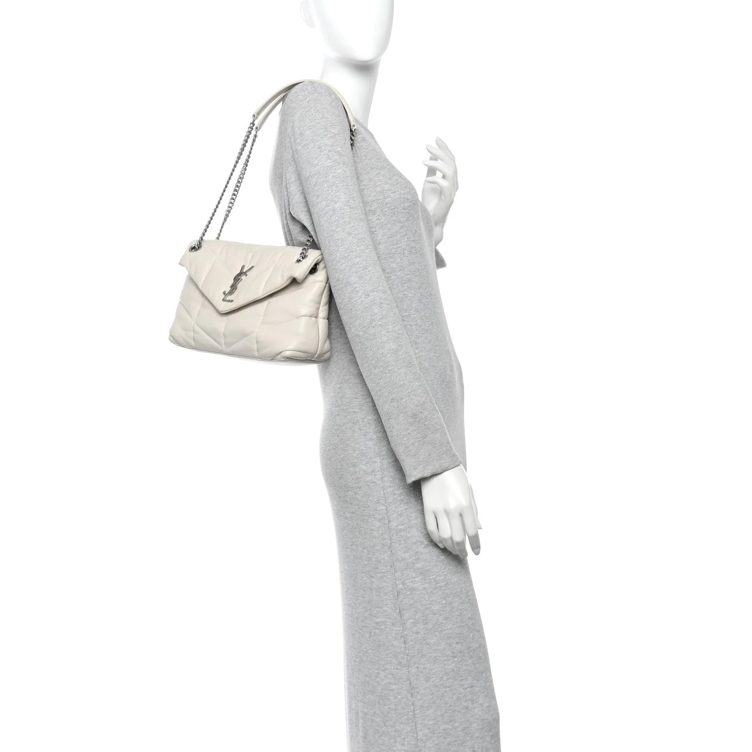 Small Loulou Puffer Chain Satchel Crema Soft 2