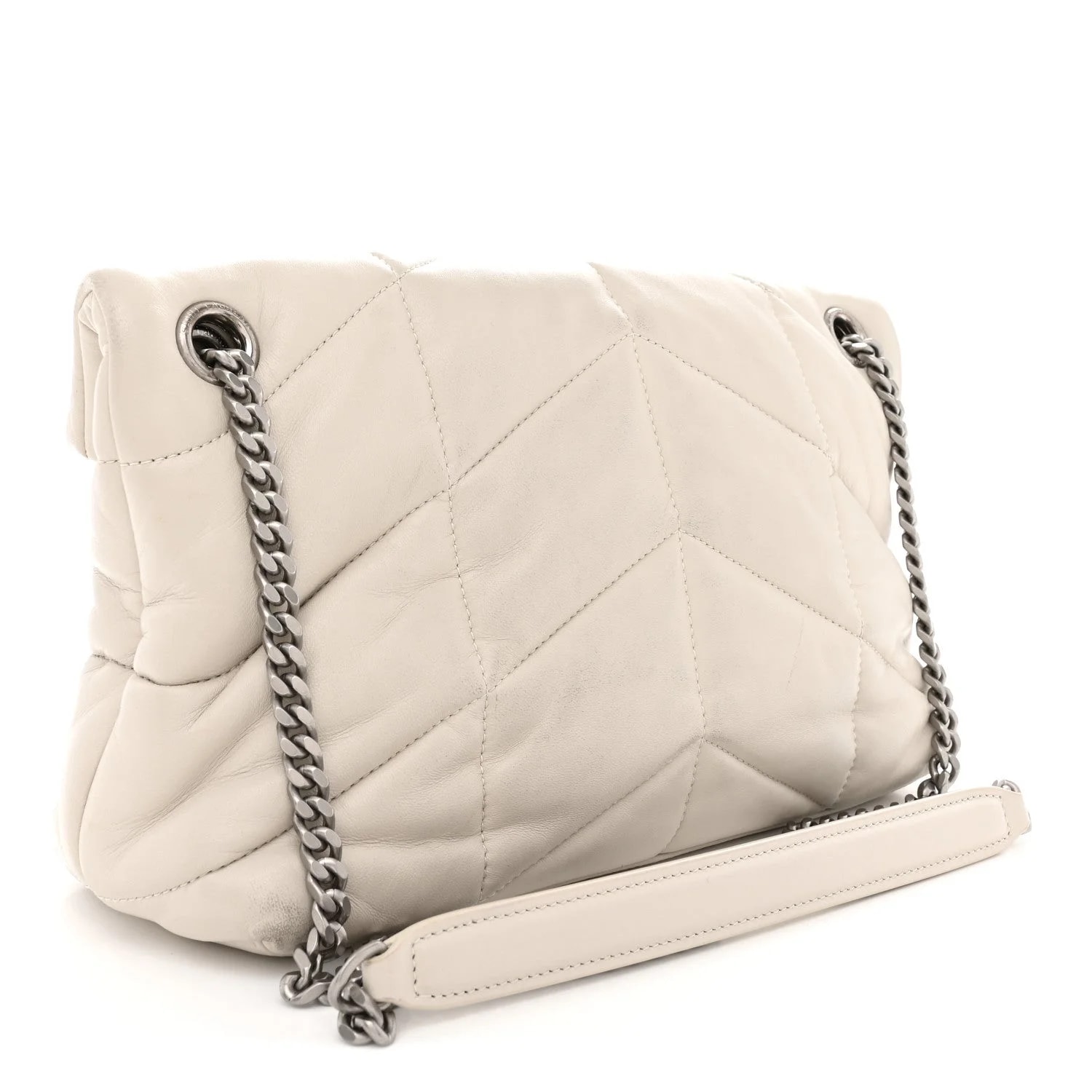 Small Loulou Puffer Chain Satchel Crema Soft 3