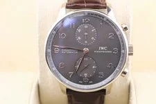 IWC Portuguese Chrono IW371431 Grey Dial Leather Strap WG 18kt No Papers 41mm 2