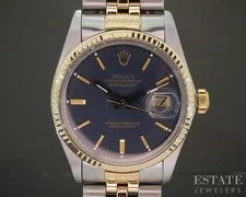 Rolex — 1984 Rolex Datejust 16013 Two Tone Blue Stick Dial 36mm p25290 — Watch — resale
