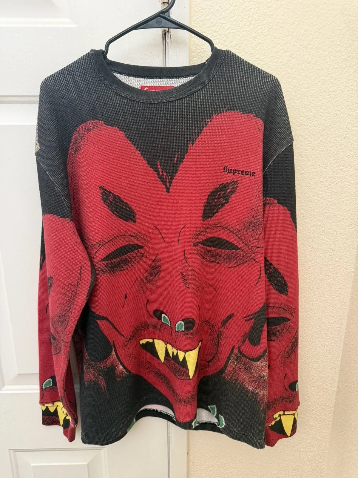 Supreme — Supreme X Mike Kelley Devil Face Waffle Thermal Long Sleeve — streetwear — resale