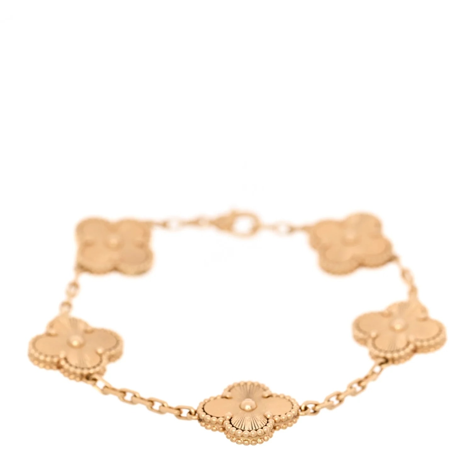 18K Yellow Gold 5 Motifs Guilloche Alhambra — Jewelry — resale