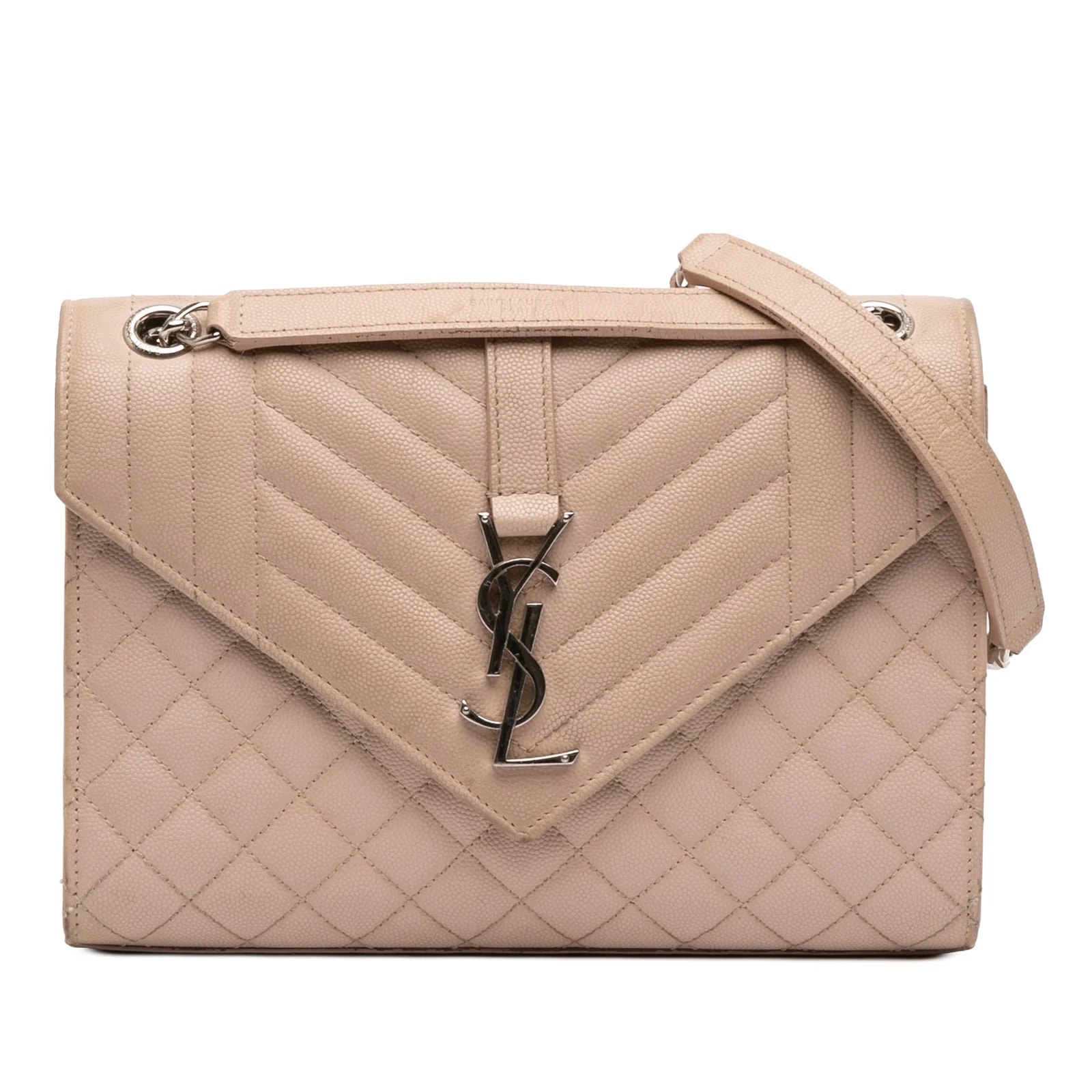 Saint Laurent — Medium Grain de Poudre Triquilt Envelope — Handbag — resale
