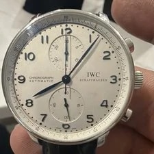 IWC Portugieser Chronograph Automatic 41mm Steel White Dial Black Leather 2