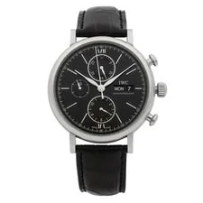 IWC — IWC Portofino Chronograph 42mm Black Dial Leather Strap Automatic IW391002 — Watch — resale