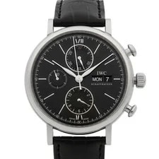 IWC Portofino Chronograph 42mm Black Dial Leather Strap Automatic IW391002 2