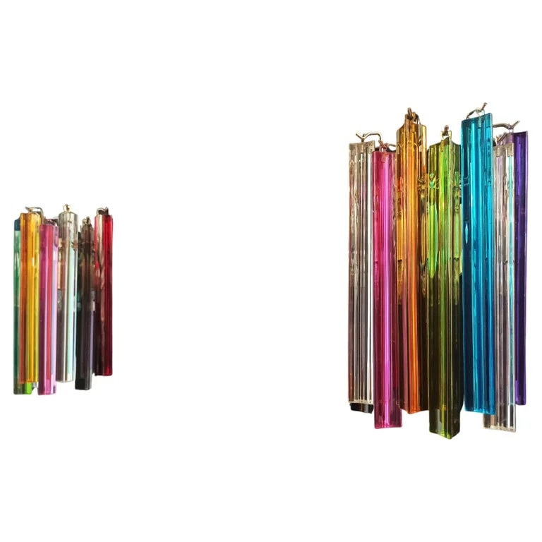 Pair of Murano Wall , 9 Multicolored Triedri — lighting — resale