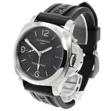 Panerai — Panerai Luminor 1950 3 Days GMT PAM00320 45mm SS Rubber Black Dial #C305 — Watch — resale