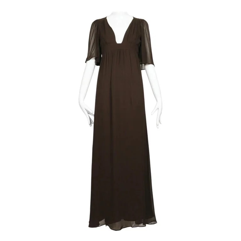 Ossie Clark, Ossie Clark for Radley — 1970's Ossie Clark Dark Evening Dress With Empire Waist — Clothing — resale