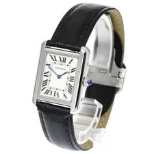 Cartier Tank Solo SM W5200005 24mm SS Leather Silver Dial Quartz #C390 2